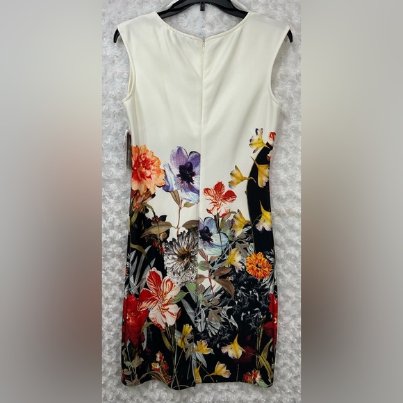 SLNY Woman’s Sleeveless Multicolor Midi Floral Print Dress - Picture 7 of 12